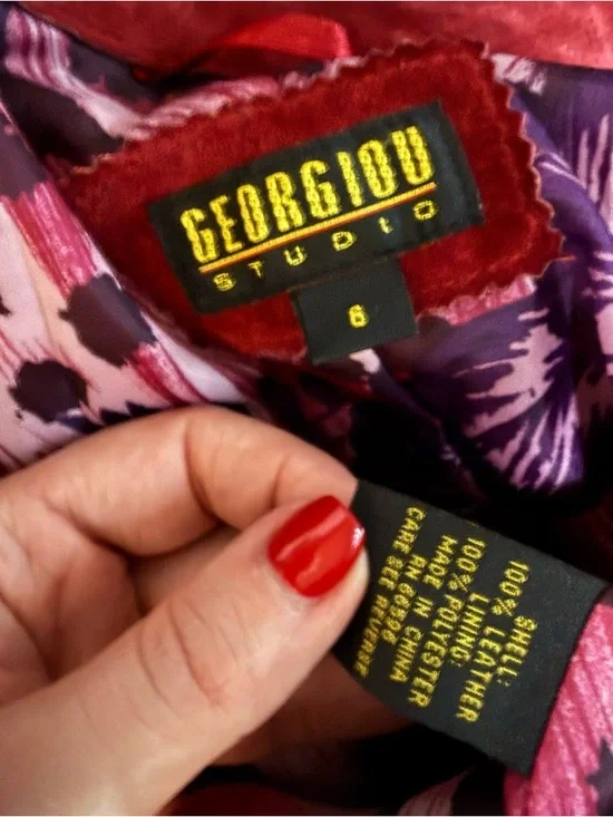 Vintage 90’s Women's Leather Jacket - Burgundy - Picture 7 of 8